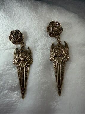 Gold Angel Wing Drop Earrings - Women's Jewelry